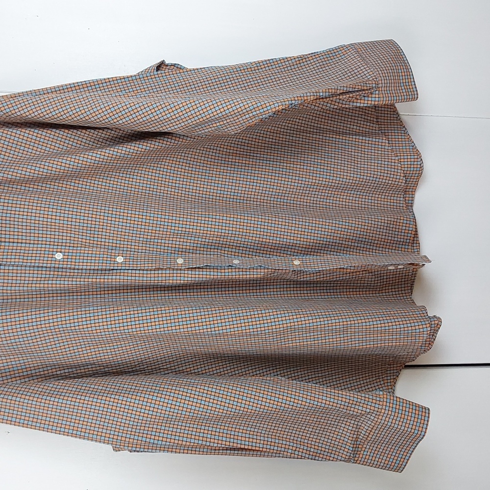 Bristol & Bull Mens Blue/ Orange Checkered Dress Shirt Formal/ Casual Sz.3X - Picture 4 of 7